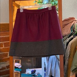 J Crew maroon felt skirt, size 4